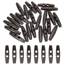 24pcs Wooden Toggle Button, 50mm/2" 2 Hole Olive Sewing Buttons, Dark Coffee