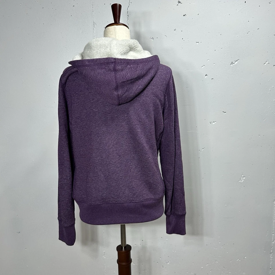 Faded Glory Hoodie Womens L Purple Sherpa Lined Fleece Full Zip Sweatshirt A329 - Image 3 of 4