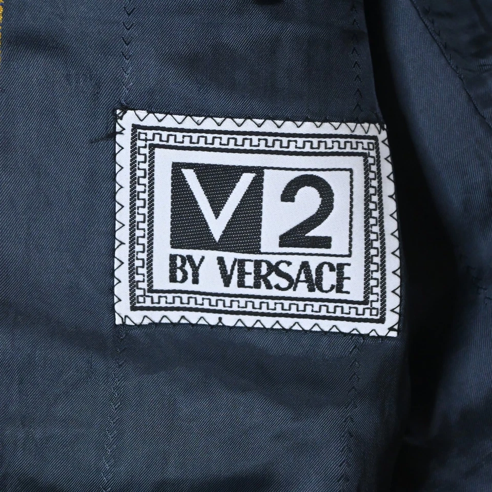 Chaqueta Blazer Abrigo Deportivo De Colección EE. UU. V2 Versace 44L Azul Amarillo 100% Lana para Hombres Foto 4 de 4