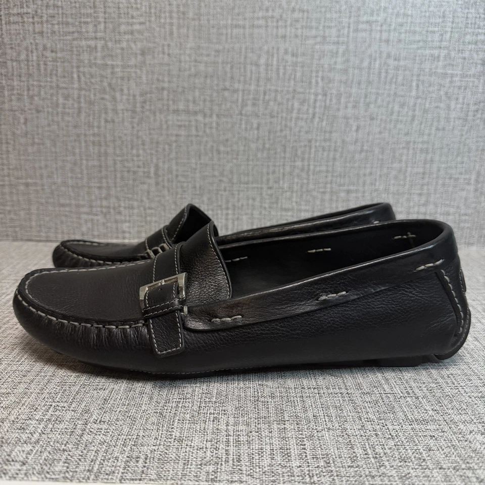 Mocasines/mocasines/zapatos de conducción Bragano para hombre talla 9 cuero negro hechos en Italia Foto 2 de 4