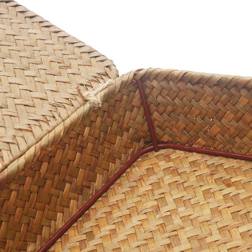 Flat Seagrass Storage Bins with Lid, Wicker Basket for Shelf Organize, Set of... - Picture 5 of 7