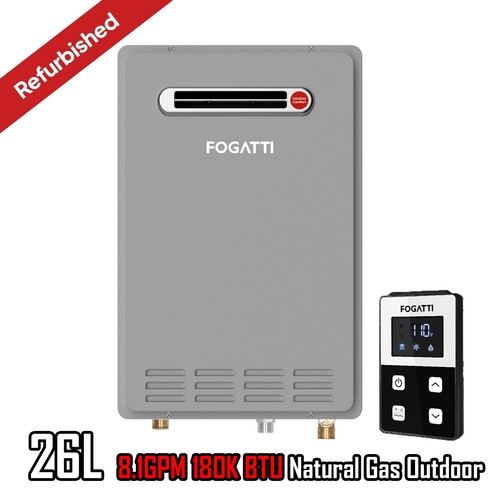 Tankless Water Heater Outdoor, Natural Gas 8.1GPM 180K BTU|Certified Refurbished