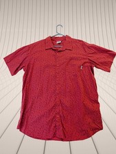 Columbia Short Sleeve Shirt Camping Graphics Red Button Down Men's Size Medium