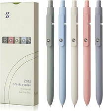 FIOVER Gel Pens, 5Pcs 0.5Mm Quick Dry Black Ink Fine Point Smooth Writing Pens 