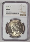 1926-P SILVER PEACE DOLLAR NGC MS64 (1072)