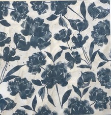 two Individual Flowers paper Luncheon napkin Decoupage Navy Blue Spring Summer