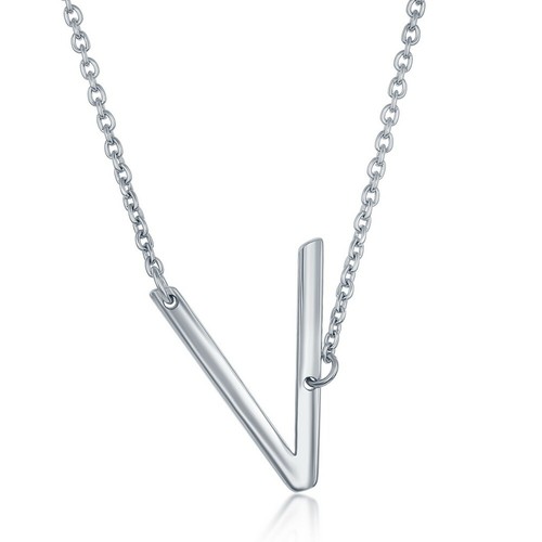 Sterling Silver Sideways V Initial 