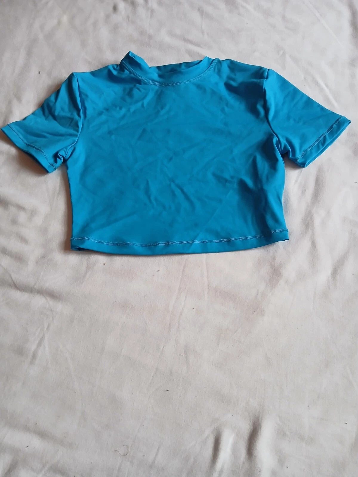 Skims Recycled Swim Cropped T-Shirt Women's XXS Turquoise SW-TSH-0746 G59
