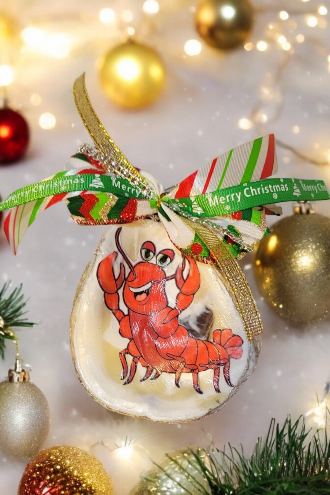 Oyster Shell Crawfish Decorative Figurine