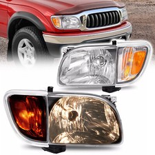 Pair Black Housing Headlights Corner Lamps Wbulbs For Toyota Tacoma 2001-2004