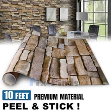 3D Stone Wallpaper Self-Adhesive Contact Paper Brick Peel and Stick Waterproof