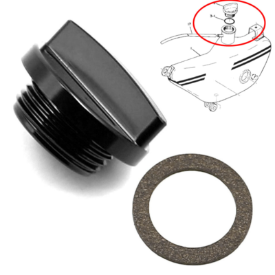 Black Oil Tank Cap Seal Set for Yamaha RD200 RD250 RD350 R5 DT1