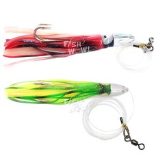 2pcs 7" Fishing Bullet Jet Chrome Head Rig Double Hook Trolling lure big game