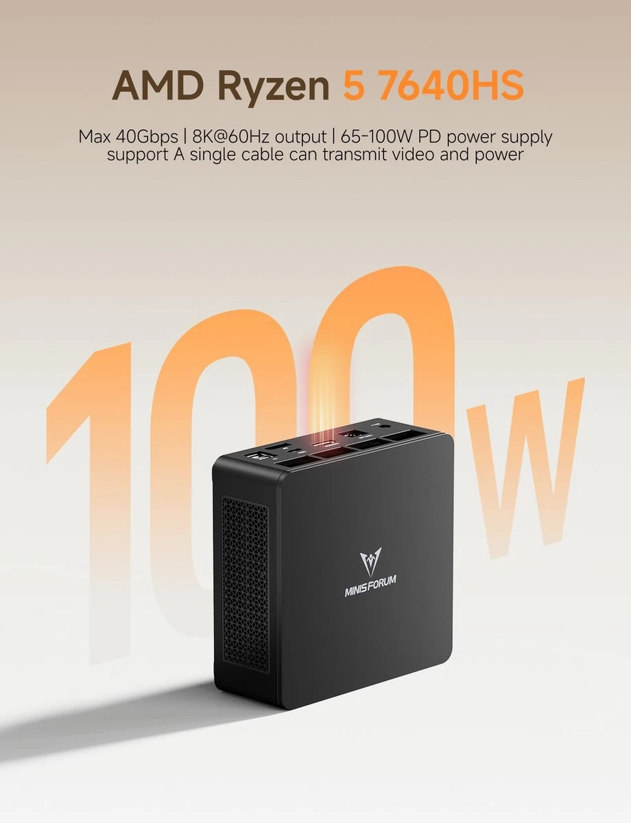 MINISFORUM UM760 Slim Mini PC AMD Ryzen 5 7640HS Mini Computer