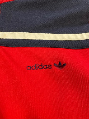 Vintage Adidas Track Jacket Full Zip Three Stripe Youth Large L Red Navy Blue LS - Picture 2 of 9