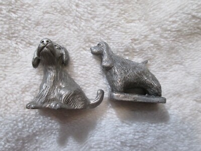 Vintage 1980's Pewter Figurine Lot 2 Puppy Dogs C.A.T. Designs Hallmark