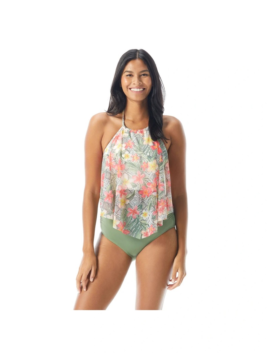 COCO REEF AURA MESH RUFFLE CROPPED BRA SIZED UNDERWIRE TANKINI TOP