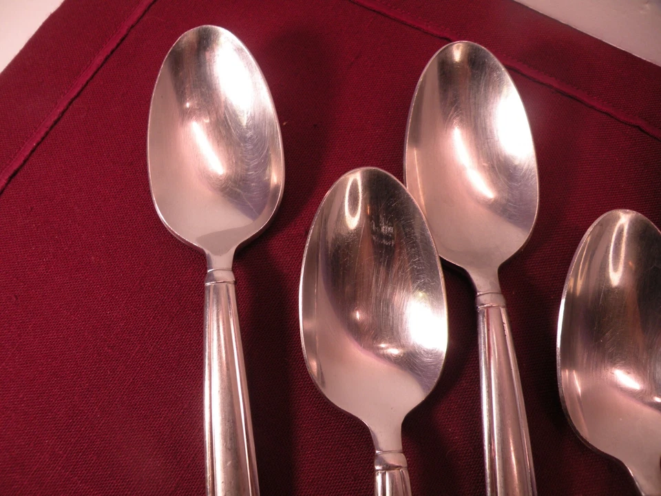 Set Of 5 Towle MASON FROST Accent 18/0 Stainless Flatware Soup Spoons 7 3/4" B - Image 2 of 4