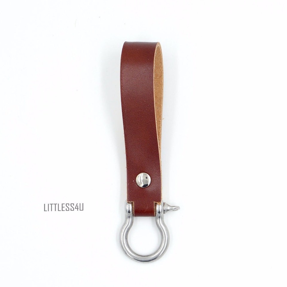 Ruth & Boaz Handmade Italian Vegetable Leather Belt Loop Keychain - Brown With Brass Hardware, Quick Detach