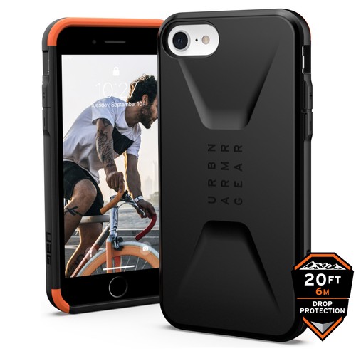 Urban Armor Gear (UAG) Civilian Tough Case for iPhone SE 2022, 2020, 8 & 7 Black - Picture 1 of 12