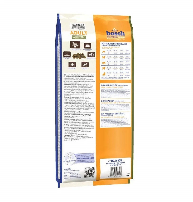 BOSCH 30kg (2x 15kg) Adult Hundefutter Trockenfutter mit Geflügel & Hirse - Bild 3 von 4