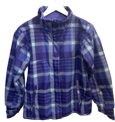 Columbia Plaid Jacket Parka OutGrown OmniTech BugaBoo Blue Unisex Juniors Sz L