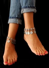 Women's Fashion Jewelry Bohemian Silver Tassel Coins Anklet Bracelet 1-171