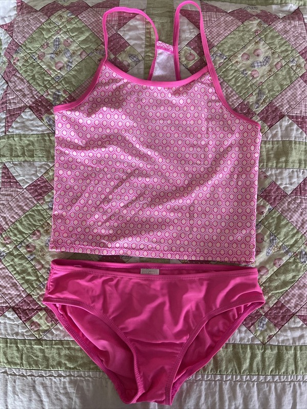 NWOT Old Navy Pink White Yellow Tankini Swimsuit Girls XL
