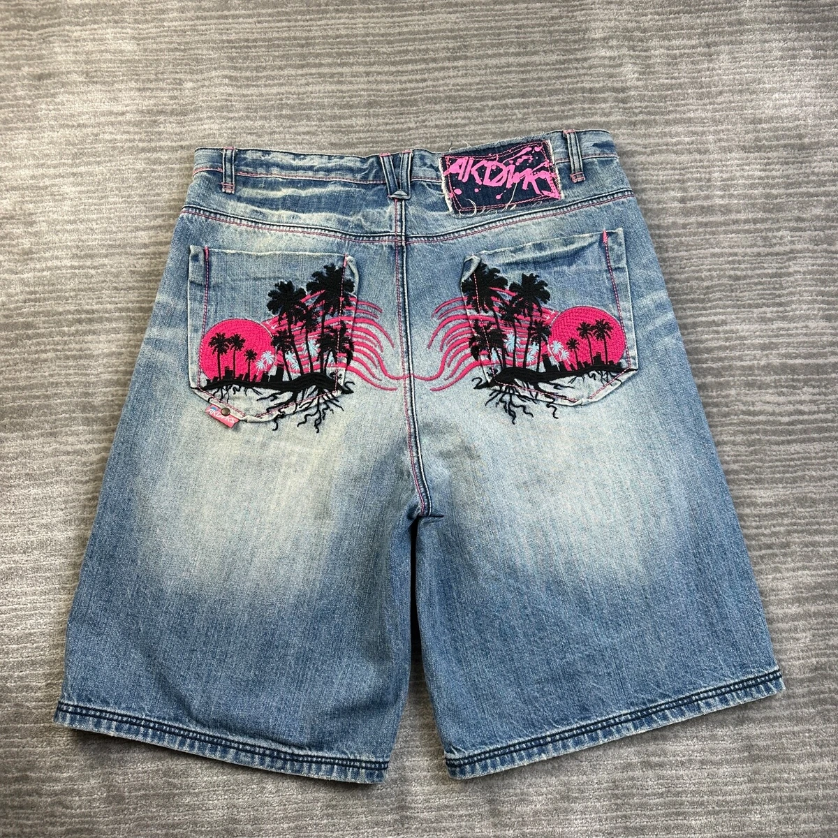 VINTAGE Akademiks Jean Shorts Mens 36 Blue Denim Jorts Baggy