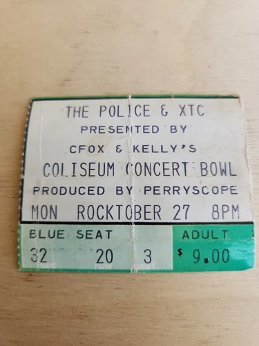 POLICE XTC CFOX Coliseum bowl Rocktober 27th Vancouver BC Canada Concert Ticket