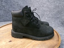 Timberland Premium 6-Inch Black Nubuck Leather Waterproof Boot Boys Size 2.5 US