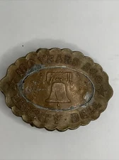 Vintage Montauk Silver Company Brass Belt Buckle 76 Centennial Patriotic