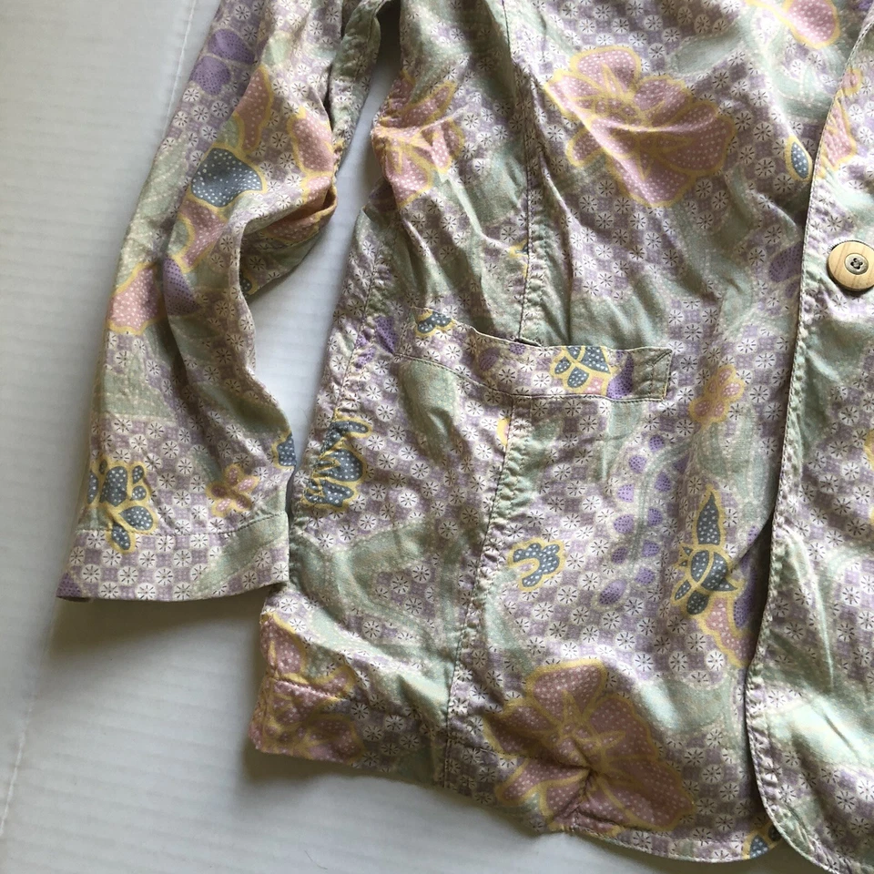 Blazer Camisa De Colección Lizwear Pastel Floral Un Botón Talla 4 A2370 Foto 2 de 4