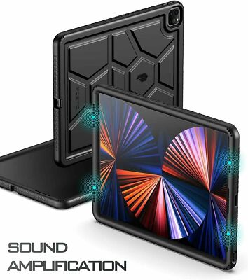 For iPad Pro 12.9 2022/2021/2020 Tablet Case Washable Silicone Cover Black