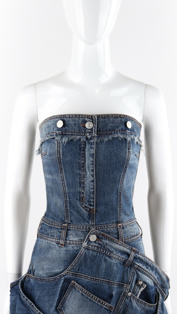 ワンピース Alexander McQueen Patchwork Denim Dress Denim_Dress_Alexander_McQueen_