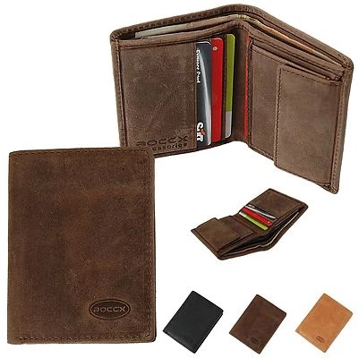 BOCCX kleine Herren Kombibörse Vintage Look Geldbeutel Geldbörse Leder 40027 neu