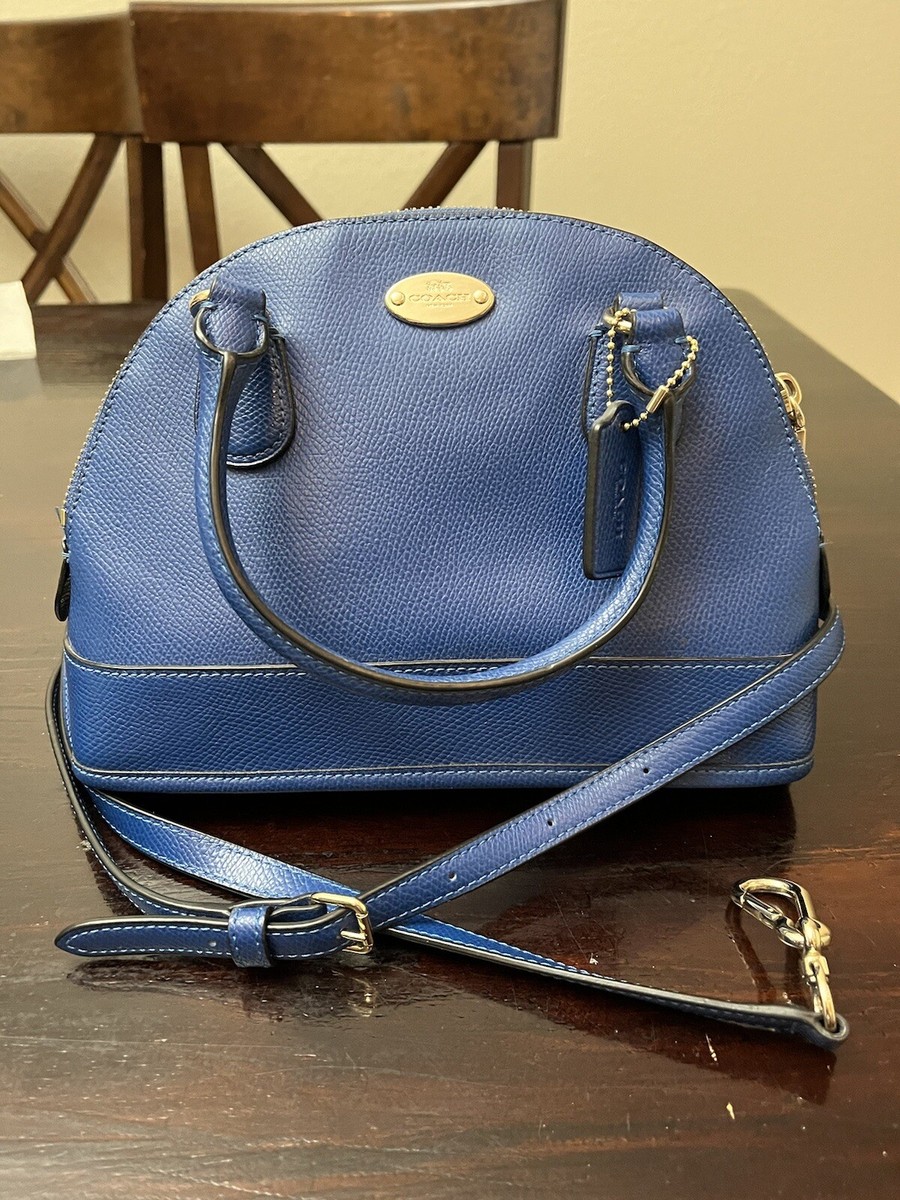 Coach Blue Full Grain Leather Mini Cora Domed Satchel Purse
