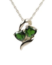 Cremation Memorial Heart Urn ash jewelry sterling Silver 925 with green stones