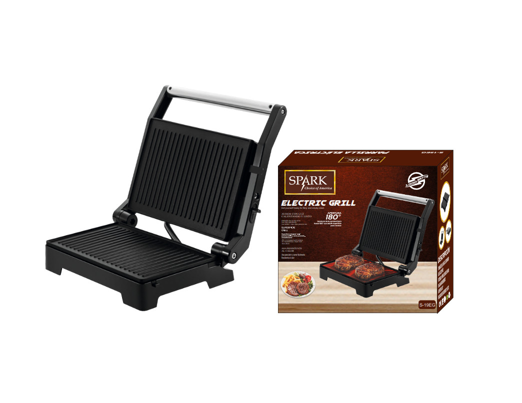 SPARK - PARRILLA ELÉCTRICA GRILL CON APERTURA DE 180º 1000W Parilla Barbacoa