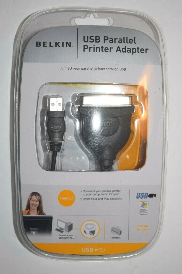 BELKIN, USB PARALLEL PRINTER ADAPTER CABLE, Plug-n-Play, New n Sealed, (c) 2005 - Image 2 of 4