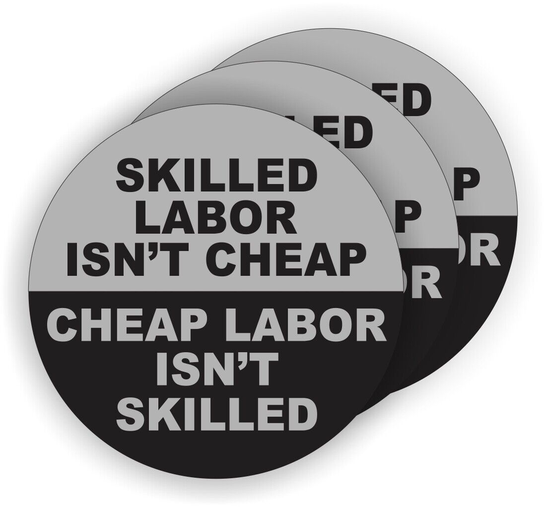 3pk Funny Skilled Labor Hard Hat Stickers Helmet Decals Labels U