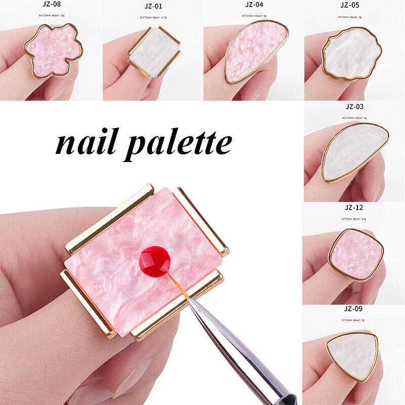 Nail Art Ring Palette Resin Stone Finger Plate UV Gel Polish Foundation  Mixing