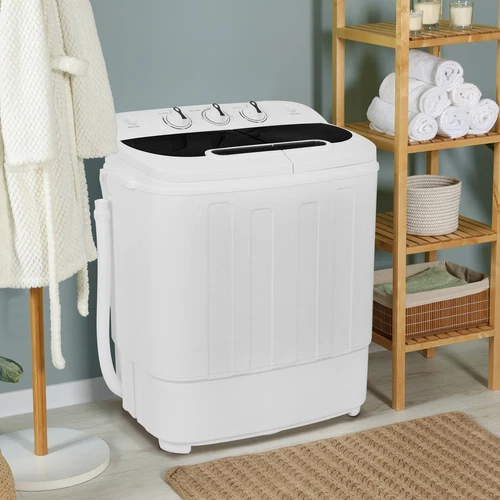 Portable Compact Washer & Dryer with Mini Washing Machine and Spin Dryer, White