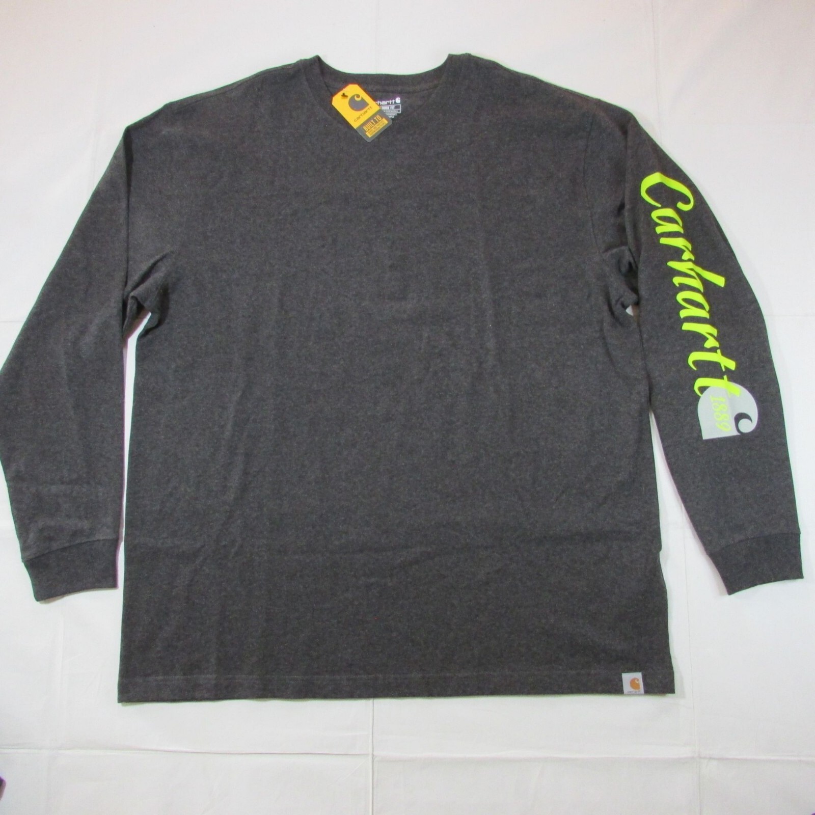 Carhartt Men's Loose Fit Heavyweight Long Script Sleeve Graphic T-Shirt Carbon T