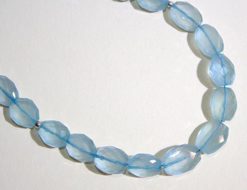 edelsteine24 Exklusive Aquamarin Kette fac. Oliven Naturfarbe 46cm lang! K-103 - Bild 4 von 6