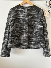 New Banana Republic Womens sz 6P yellow/ black boucle zip front jacket