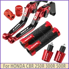 Red - For HONDA CBR 250R 300R 500R CNC Handle Grips End Cap Brake Clutch Levers