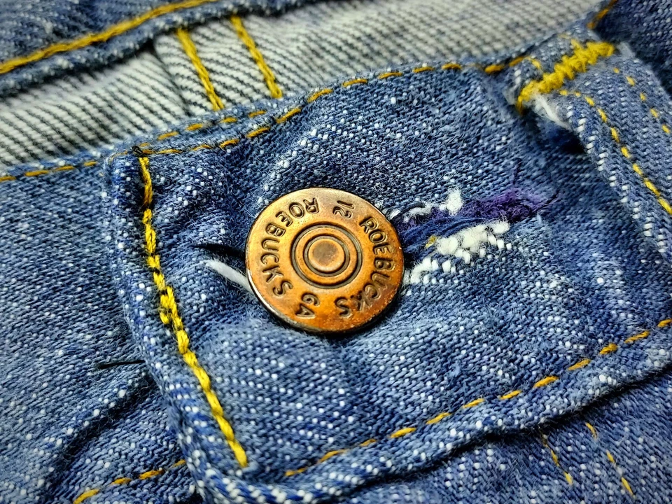 Vtg 1960s ROEBUCKS 12GA Rockabilly Country Western Workwear Denim Jeans Sz 31 - Image 2 of 4