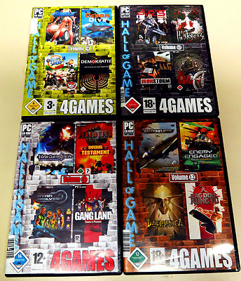 16 PC SPIELE SAMMLUNG 4GAMES HALL OF GAMES 9 10 11 12 SHOOTER FLIGHT SIMULATOR