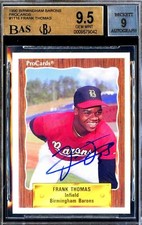 BAS BGS 9.5 Rc Frank Thomas Auto 1990 Birmingham Barrons Rookie Signed Autograph